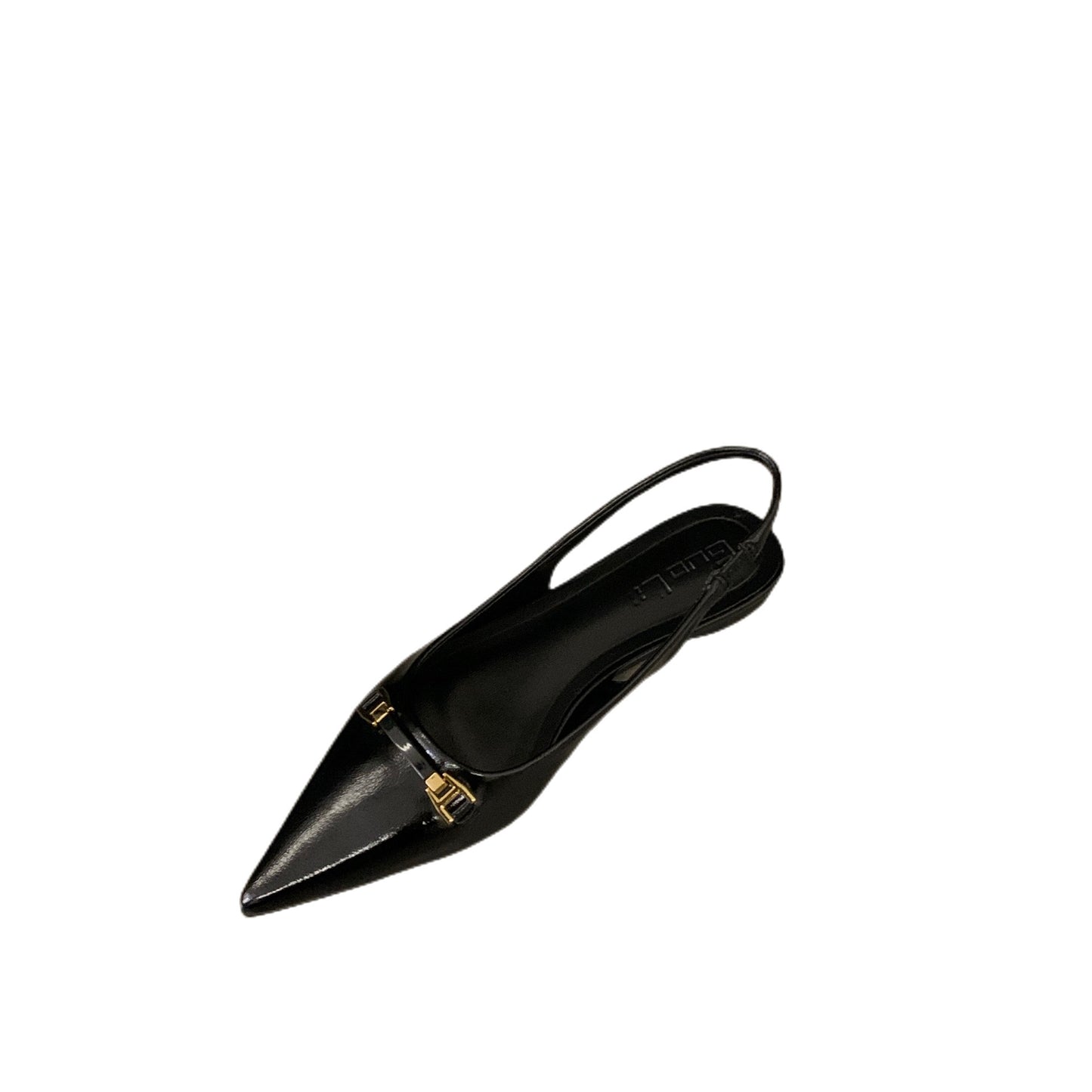French flat black closed-toe sandals fairy shoes2025New spring and summer pointed toe rhinestone elegant shoes