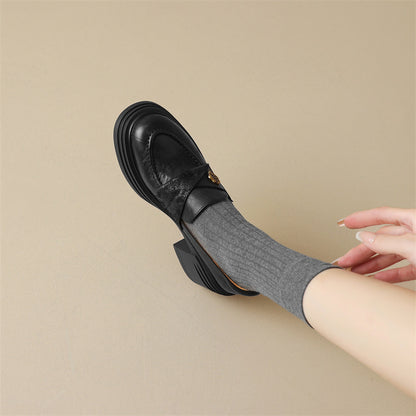 Soft and fluffy！2024Handmade Camellia Thick Sole Chunky High Heel Loafers