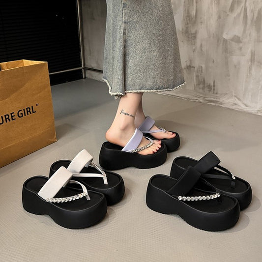 PU Platform High Heels(6-8cm)Rubber Slippers