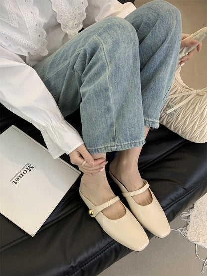 Flat Closed-Toe Half Slippers for Women Soft Sole2025French-style Sandals for Outdoor Wear, Super Popular Evening Breeze Niche Single Shoes