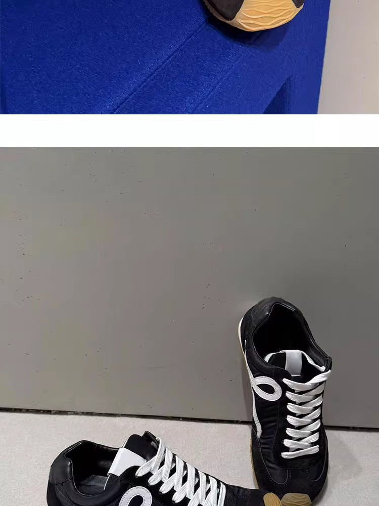 2025Luojia Spring Summer New Retro Flat Shoes Color Block Lace-up Ballet Sports Ugly Cute Shoes for Women