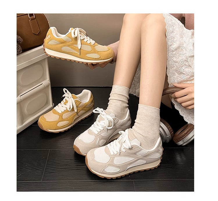 2025Spring New Women's Jogging Shoes Versatile Comfortable Flat Lace-up Shoes Fashion Trendy Casual Sneakers