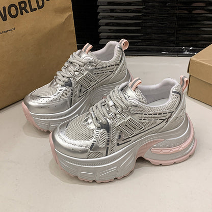 2025Spring New Style Thick-Soled Platform Dad Shoes for Women, Slimming Sneakers, Casual Sports Shoes for Petite Women, Height Increasing