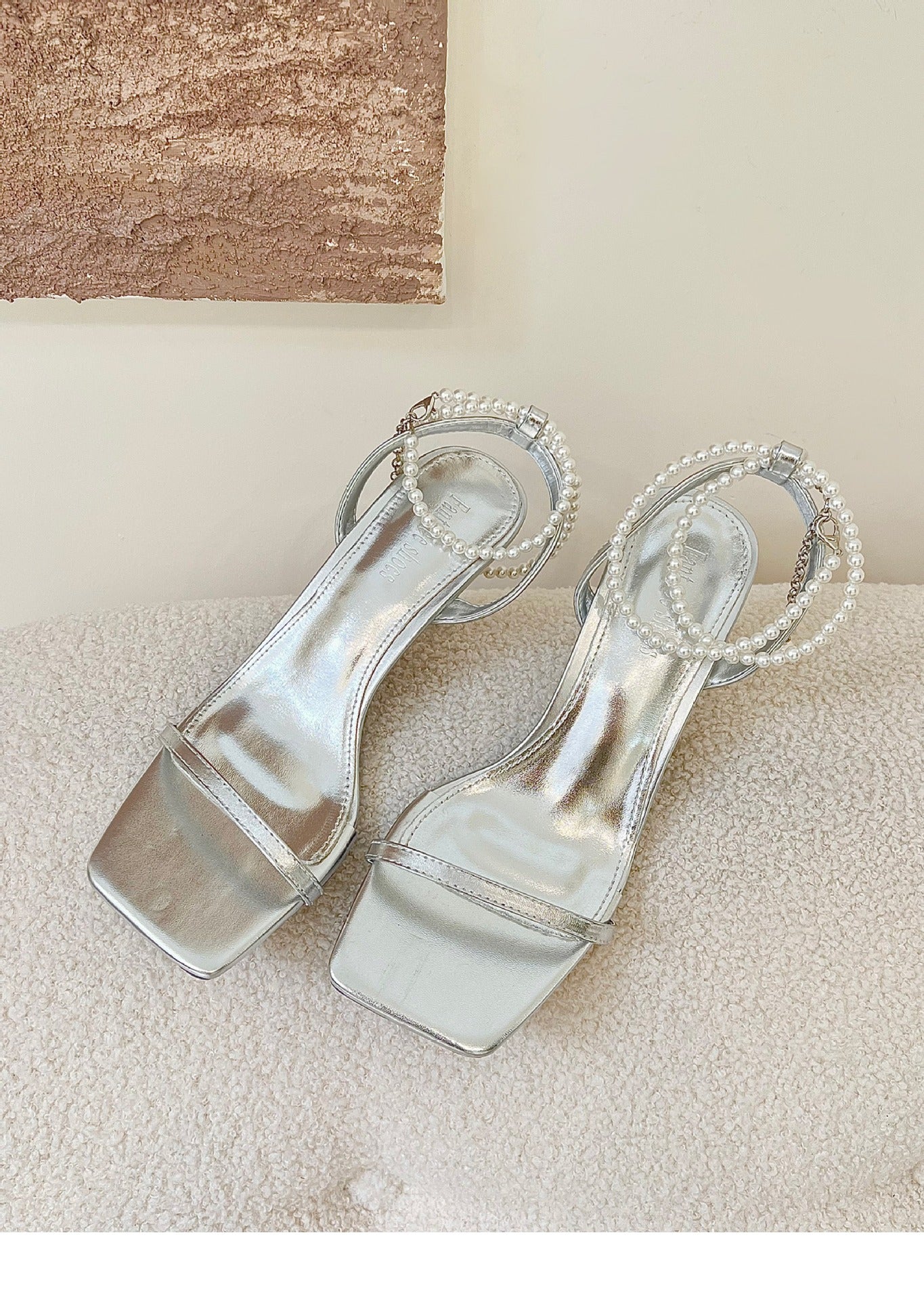 Mermaid Pearl Versatile Elegant One-Strap Sandals for Women2025New Year's Pearl Stiletto High Heels