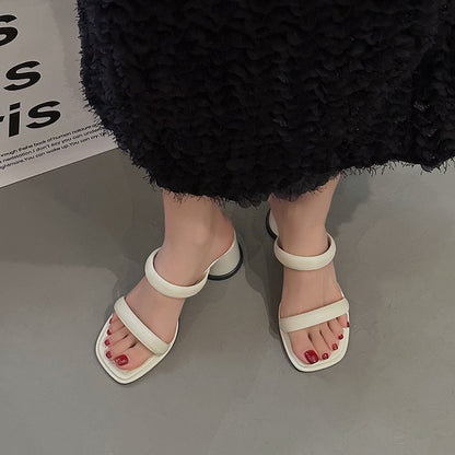 Chunky High Heels(6-8cm)Rubber Slippers PU