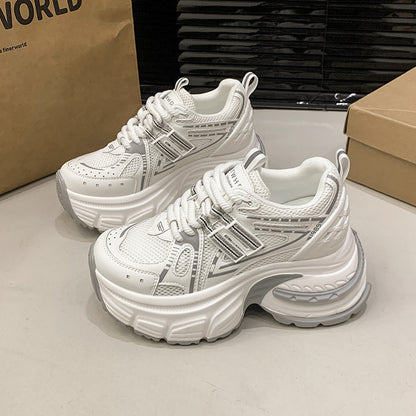 2025Spring New Style Thick-Soled Platform Dad Shoes for Women, Slimming Sneakers, Casual Sports Shoes for Petite Women, Height Increasing