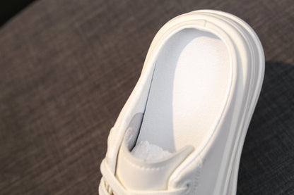 Rubber Closed-Toe Mid-Heel Slippers(3-5cm)Muffin Bottom PU