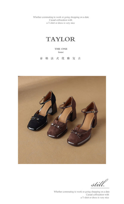 French Retro Elegant Mature Hollow Toe Sandals2024New Year's New Versatile Simple Thick Heel Buckle High Heels