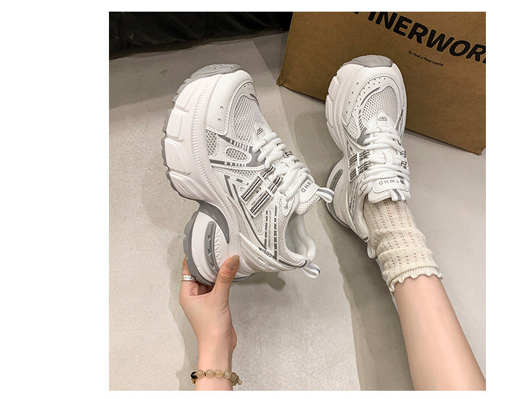 2025Spring New Style Thick-Soled Platform Dad Shoes for Women, Slimming Sneakers, Casual Sports Shoes for Petite Women, Height Increasing
