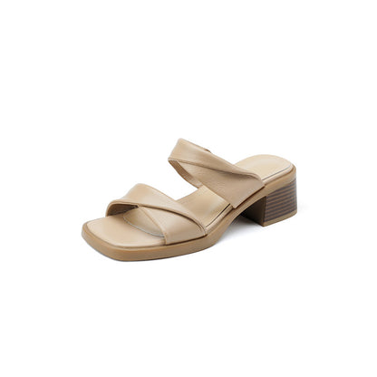 Women's Thick Heel Outdoor Sandals2025Summer New Thick-Soled One-Strap High-Heel Slippers Fairy Style Sandals