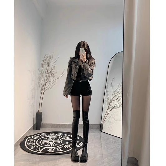Over-the-Knee Long Boots for Women, French Style High Boots, Leg-Wrapping Elastic Slim Boots, Thick-Soled Leather Boots, Riding Boots