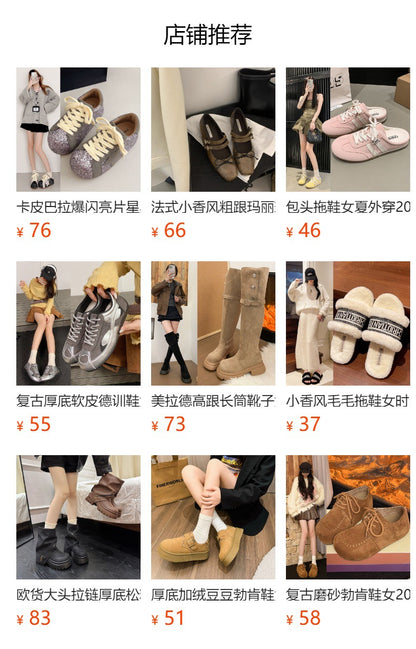 2025New Retro Matte Height-Increasing6cm~Korean Style Round Toe Buckle Strap Soft Wrinkled Slimming High Boots for Women Autumn