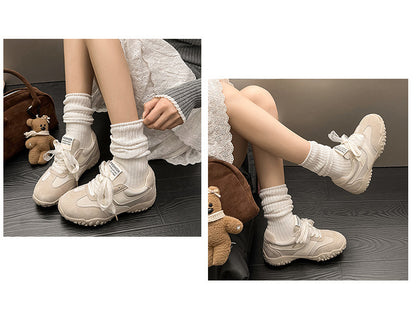 2025Spring New Non-Slip Color Block Sports Jogging Shoes for Women Comfortable Casual Breathable White Running Shoes