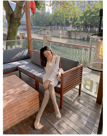 Long Boots for Women, Stretch Long Boots, Pointed Toe High Heel Boots, Over-the-Knee Boots, Suede High Boots, Khaki Color